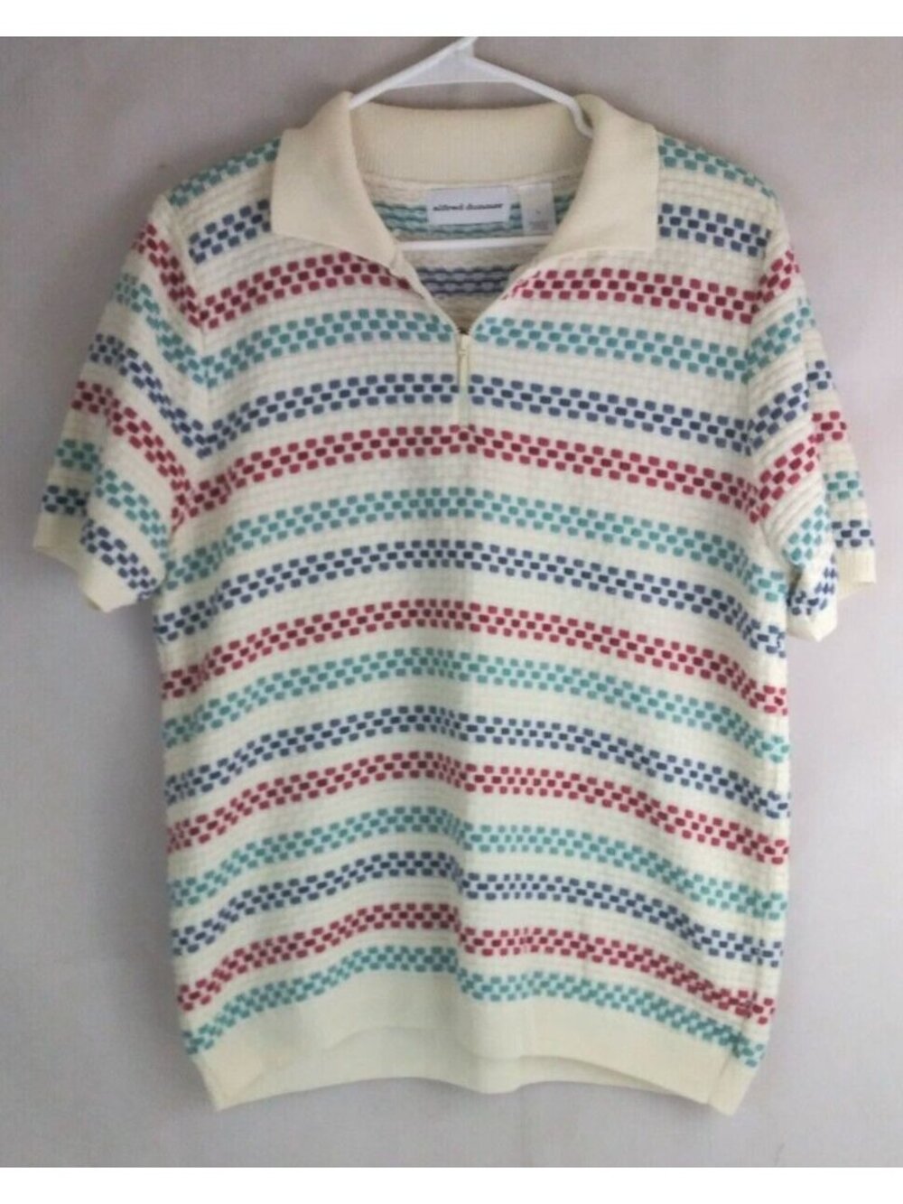Alfred Dunner Women's 1/4 Zip Colorful Collared Shirt Size Large